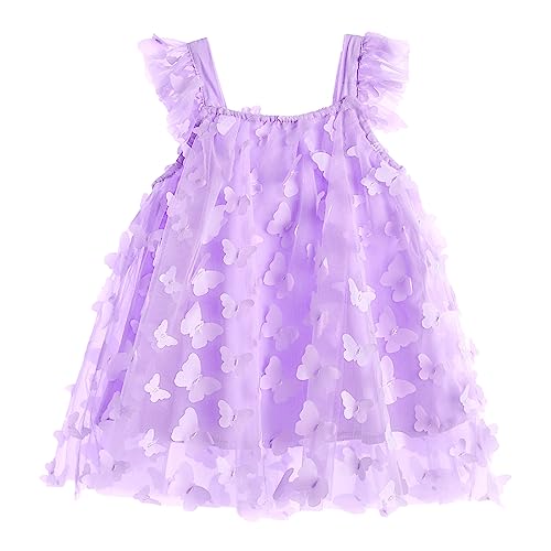 Miipat Baby Mädchen Kleid Sommer Schmetterlingsärmel Festlich Prinzessin Tüllkleid Violett 100 2-3 Jahre von Miipat