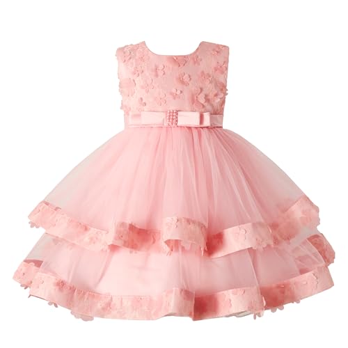 Miipat Baby Mädchen Kleid Tüll Ärmellose Blumen Prinzessin Kleinkind Mädchen Party Kleider Formelle Mädchen Geburtstag Hochzeit Festtagskleid 100 2-3 Jahre von Miipat