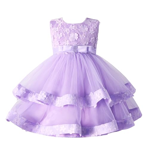 Miipat Baby Mädchen Kleid Tüll Ärmellose Blumen Prinzessin Kleinkind Mädchen Party Kleider Formelle Mädchen Geburtstag Hochzeit Festtagskleid 130 5-6 Jahre von Miipat