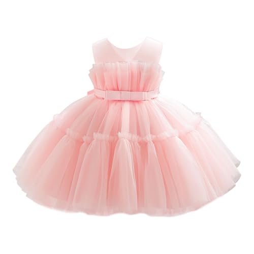 Miipat Baby Mädchen Kleid Tüll Ärmellose Kleinkind Mädchen Prinzessin Formales Kleider Baby Geburtstag Party Hochzeit Blumenmädchenkleider（Hellrosa 100 2-3 Jahre von Miipat