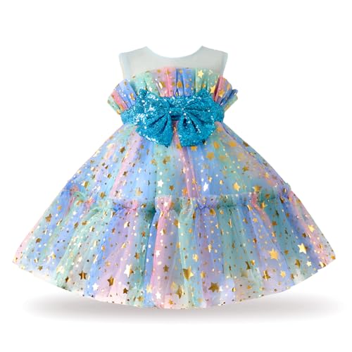 Miipat Baby Mädchen Kleid Tüll Ärmellose Mädchen Pailletten Kleider Kleinkind Prinzessin Formales Kleid Baby Geburtstag Party Hochzeit Blumenmädchenkleider 110 4-5 Jahre von Miipat