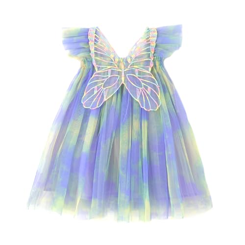 Miipat Baby Mädchen Kleid Tüll Schmetterling Kleinkind Prinzessin Sommer Ärmellose Tutu Kleider für Party Hochzeit Geburtstagskleid 80 12-18 Monate von Miipat
