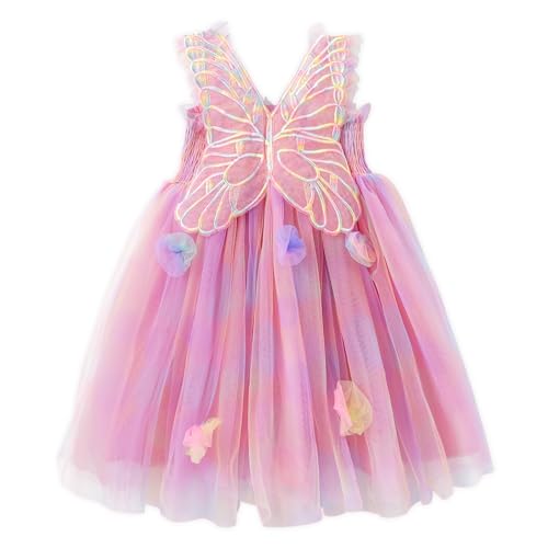 Miipat Baby Mädchen Kleid Tüll Schmetterling Sommer Ärmellose Kleinkind Mädchen Prinzessin Blumenkleider Hochzeitsfeier Geburtstags Kleid für Mädchen 100 2-3 Jahre von Miipat