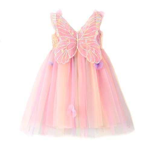 Miipat Baby Mädchen Kleid Tüll Schmetterling Sommer Ärmellose Kleinkind Mädchen Prinzessin Blumenkleider Hochzeitsfeier Geburtstags Kleid für Mädchen 73 9-12 Monate von Miipat