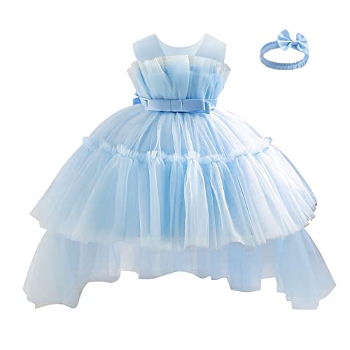 Miipat Baby Mädchen Kleid Tülle Prinzessin Kleider mit Stirnband für Party Festlich Geburtstag Hochzeit Blau 70 6-12 Monate von Miipat