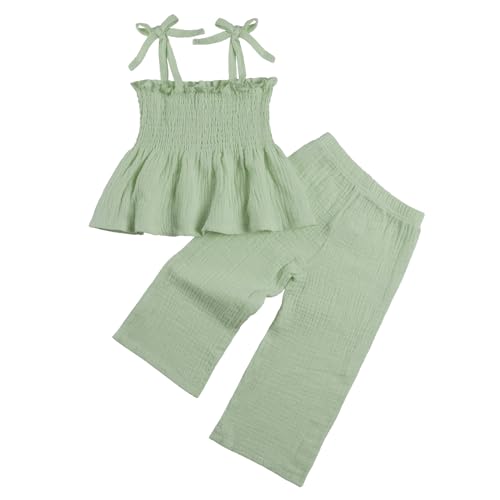 Miipat Baby Mädchen Kleidung Kleinkind Sommer Bekleidungsset Suspender und Hosen Set 2-Stücke Babykleidung Set für Mädchen Grün 90 2-3 Jahre von Miipat