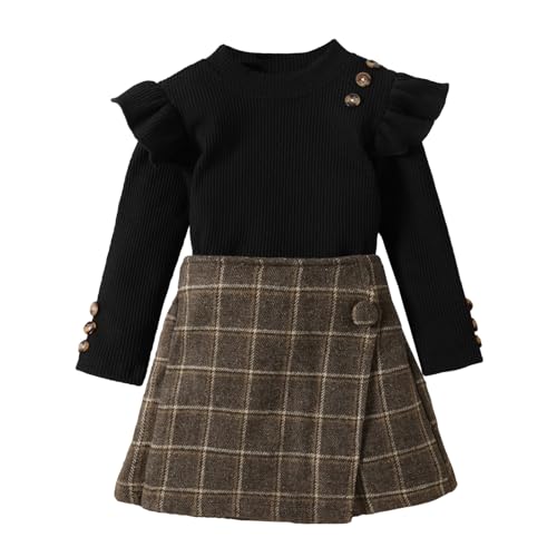 Miipat Baby Mädchen Kleidung Set Kleinkind Herbst Winter Bekleidungssets Stricken Langarm Pullover Tops und Minirock Outfits 120 4-5 Jahre von Miipat