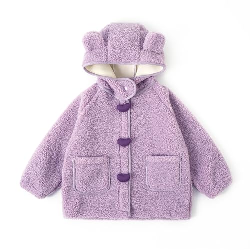 Miipat Baby Mädchen Mäntel Reißverschluss Kapuze Polar Fleece Jacke Kleinkind Mädchen Winterkleidung Warme Outwear für Baby Mädchen 120 5-6 Jahre von Miipat