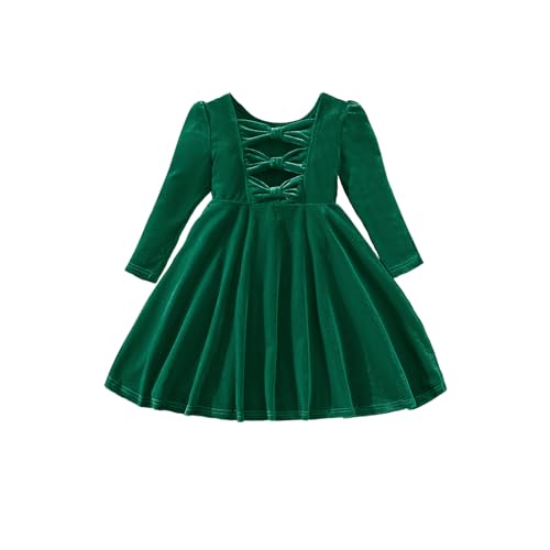 Miipat Baby Mädchen Samt Kleid Kleinkind Mädchen Langarm Kleider Herbst Winter Kinder Prinzessin Geburtstag Party Hochzeitskleid Grün 130 6-7 Jahre von Miipat