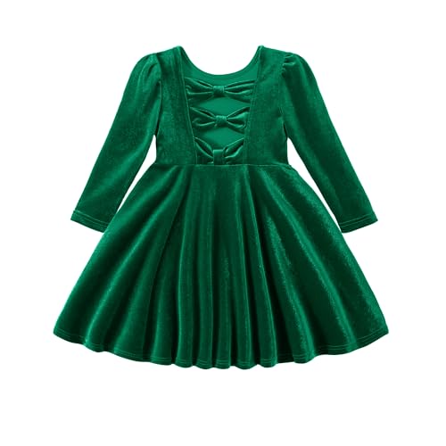 Miipat Baby Mädchen Samt Kleid Kleinkind Mädchen Langarm Kleider Herbst Winter Kinder Prinzessin Geburtstag Party Hochzeitskleid Grün 90 2-3 Jahre von Miipat
