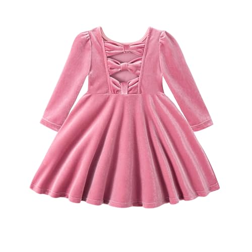 Miipat Baby Mädchen Samt Kleid Kleinkind Mädchen Langarm Kleider Herbst Winter Kinder Prinzessin Geburtstag Party Hochzeitskleid Rosa 120 5-6 Jahre von Miipat