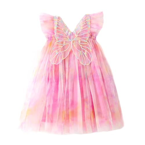 Miipat Baby Mädchen Kleid Tüll Schmetterling Kleinkind Prinzessin Sommer Ärmellose Tutu Kleider für Party Hochzeit Geburtstagskleid 120 4-5 Jahre von Miipat