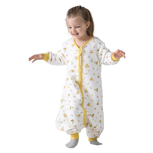 Miipat Baby Schlafstrampler Unisex Kleinkind Schlafanzüge Langarm Frühling und Herbst Kleinkind Schläf Kleidung für Jungen und Mädchen Gelb 70 12-24 Monate von Miipat