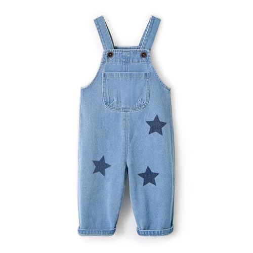 Miipat Kleinkind Mädchen Denim Overalls Kleine Jungen Mädchen Jeans Jumpsuit mit Verstellbaren Hosenträgern 1pcs Denim Latzhose für Kinder 120 5-6 Jahre von Miipat