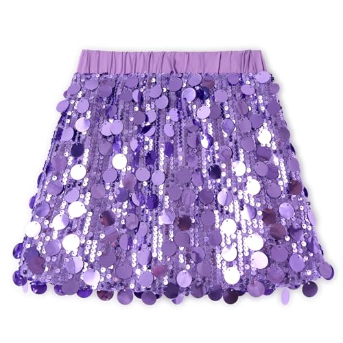 Miipat Mädchen Pailletten Rock Kinder Glitzer Mini Röcke Elastische Taille mit Lining Mode Mädchen Skorts Rock für Tanz Geburtstag Prinzessin Party Festlich Violett 120 4-5 Jahre von Miipat