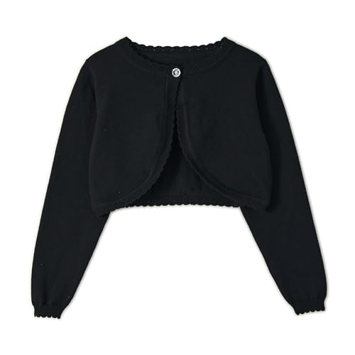 Miipat Mädchen Strickjacke EIN Knopf Baby Mädchen Bolerojacke Kinder Lange Ärmel Schulterjacke Gestrickte Strickkleidung Schwarz 100 2-3 Jahre von Miipat