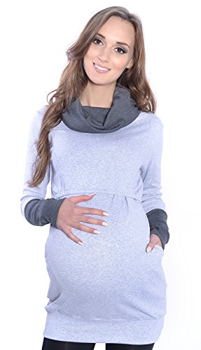 Mija - 2 in1 Stillpullover & Umstandspullover Stilltop Still-Pulli Maddy 7115A (L, Melange/Graphite) von Mija Arts