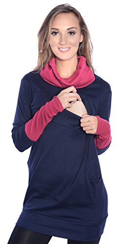 Mija - 2 in1 Stillpullover & Umstandspullover Stilltop Still-Pulli Maddy 7115A (XL, Marine/Burgund) von Mija Arts