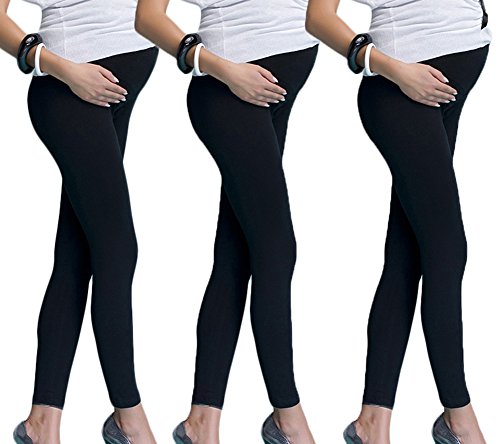 Mija - 3er Set Lange Komfortable UmstandsLeggings für Schwangere 7200W (S / EU36, Schwarz + Schwarz + Schwarz) von Mija Arts