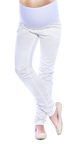 Mija - Elegante Damen Slim Umstandshose mit Bauchband 4007 (L, Ekru) von Mija Arts