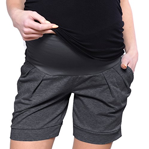 Mija Kurze Umstandsshorts/Umstandshose mit Bauchband für Sommer 1047 (EU36 / S, Graphite) von MijaCulture