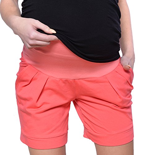 Mija Kurze Umstandsshorts/Umstandshose mit Bauchband für Sommer 1047 (EU36 / S, Korallen) von MijaCulture