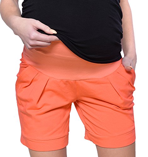 Mija Kurze Umstandsshorts/Umstandshose mit Bauchband für Sommer 1047 (EU36 / S, Orange) von MijaCulture