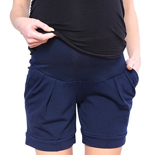 Mija Kurze Umstandsshorts/Umstandshose mit Bauchband für Sommer 1047 (EU38 / M, Marine Blau) von MijaCulture