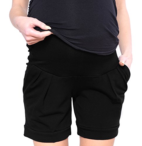 Mija Kurze Umstandsshorts/Umstandshose mit Bauchband für Sommer 1047 (EU38 / M, Schwarz) von MijaCulture