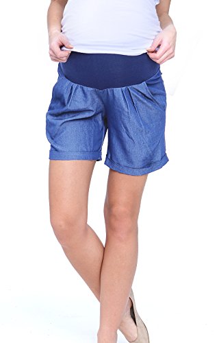 Mija - Kurze Umstandsshorts/Umstandshose mit Bauchband für Sommer 1048 (EU40 / L, Blau) von Mija Arts