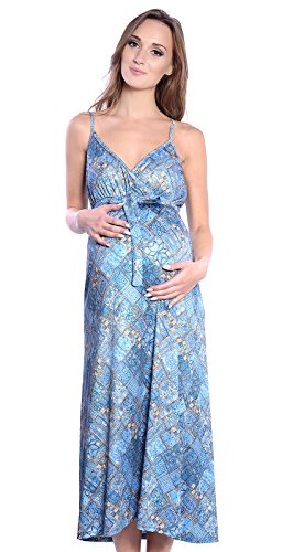 Mija - Maxi 3 in1 Sommerkleid/Umstandskleid/Stillkleid Schwangerschaftskleid 4034 (EU36-38 / S-M, Blau) von Mija Arts