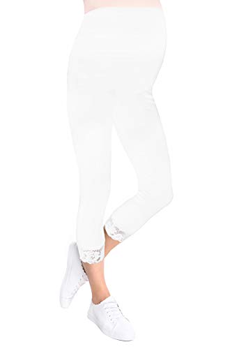 Mija - Umstandsleggings für Schwangere Capri 3/4 Hose Leggings 3005 (M, Weiß) von Mija Arts