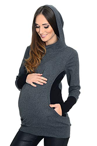 Mija - Umstandsmode/- 2 in1 Stillpullover & Umstandspullover Stilltop 3078A (40/L, Graphit/Schwarz) von Mija Arts