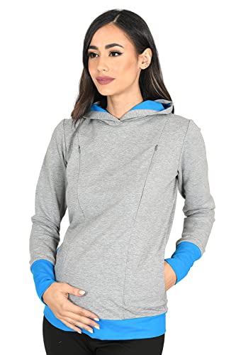 Mija - Umstandsmode / 2in1 Stillpullover & Umstandspullover Stilltop Stillpulli Mona 1035 (L, Melange/Turkis) von MijaCulture