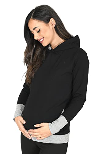 Mija - Umstandsmode / 2in1 Stillpullover & Umstandspullover Stilltop Stillpulli Mona 1035 (L, Schwarz/Melange) von MijaCulture