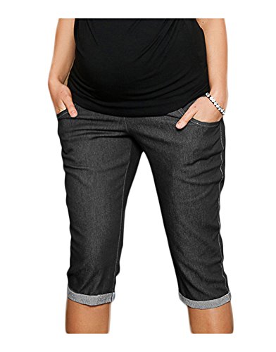 Mija - Umstandsmode / Capri Umstandshose Denim Caprihose 9046 (36/S, Schwarz) von Mija Arts