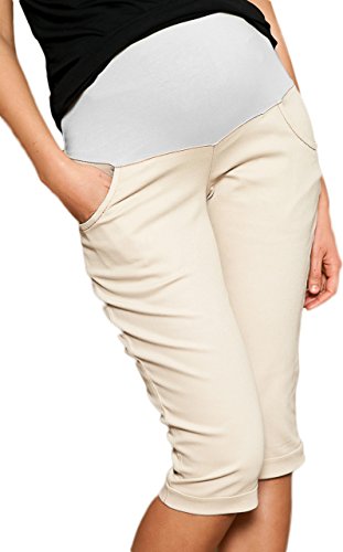 Mija - Umstandsmode / Capri Umstandshose Denim Caprihose 9046 (42/XL, Beige) von Mija Arts