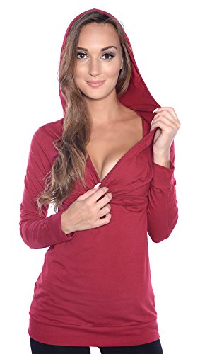 Mija - Umstandsmode 2 in 1 Stillshirt Umstandsshirt/Umstandstop Langarm-Shirt 3095 (36/38, Burgund) von Mija Arts