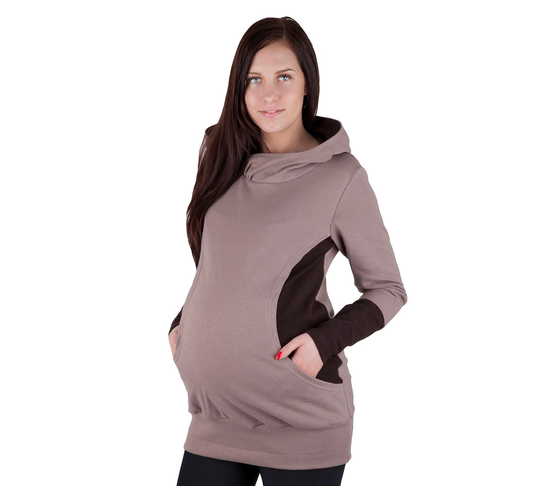 Mija - 2 in 1 Mutterschaft Und Pflege Sweatshirt Pullover 3078A Beige von MijaCulture