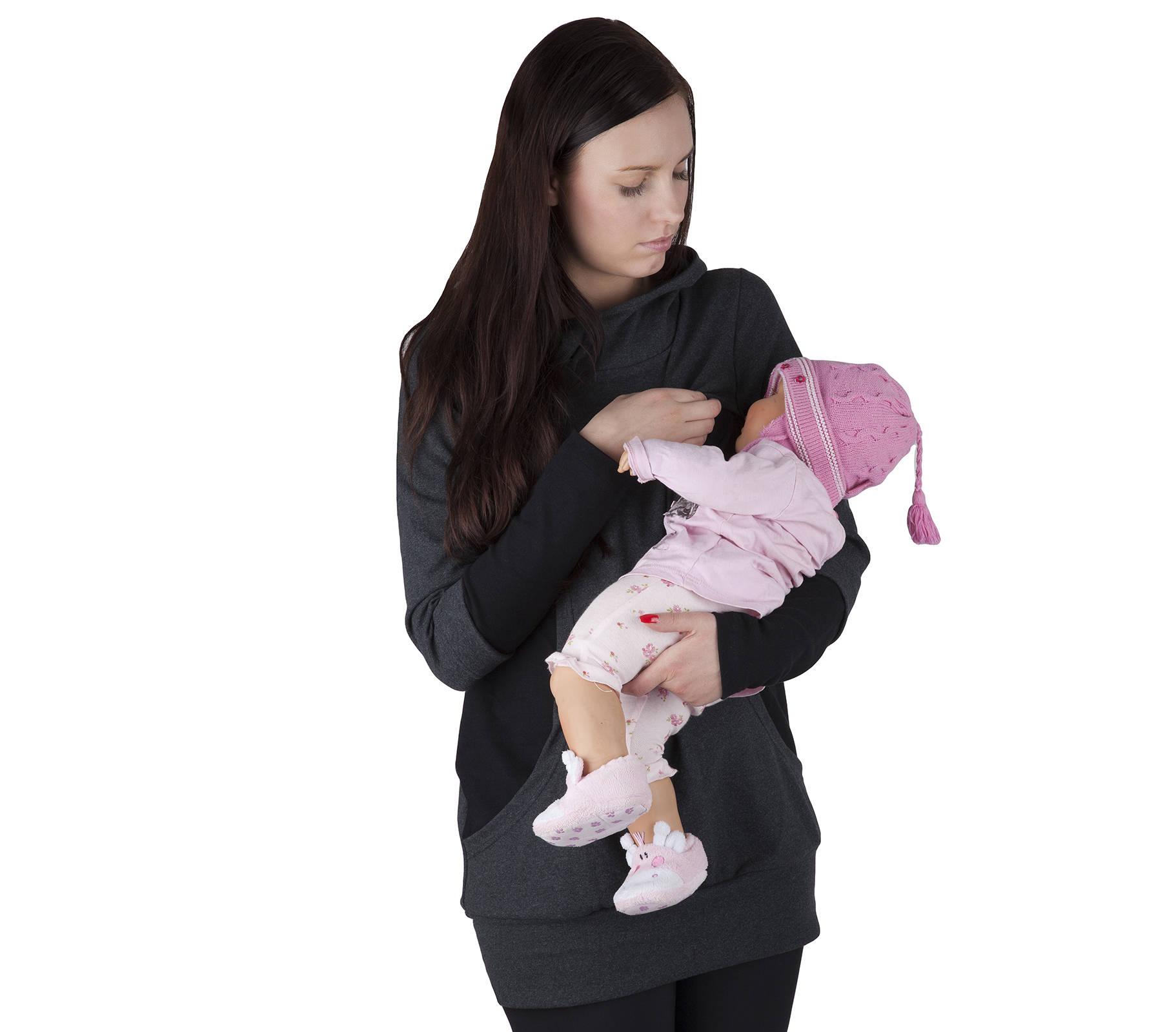 Mija - 2 in 1 Mutterschaft Und Pflege Sweatshirt Pullover 3078A Graphit von MijaCulture