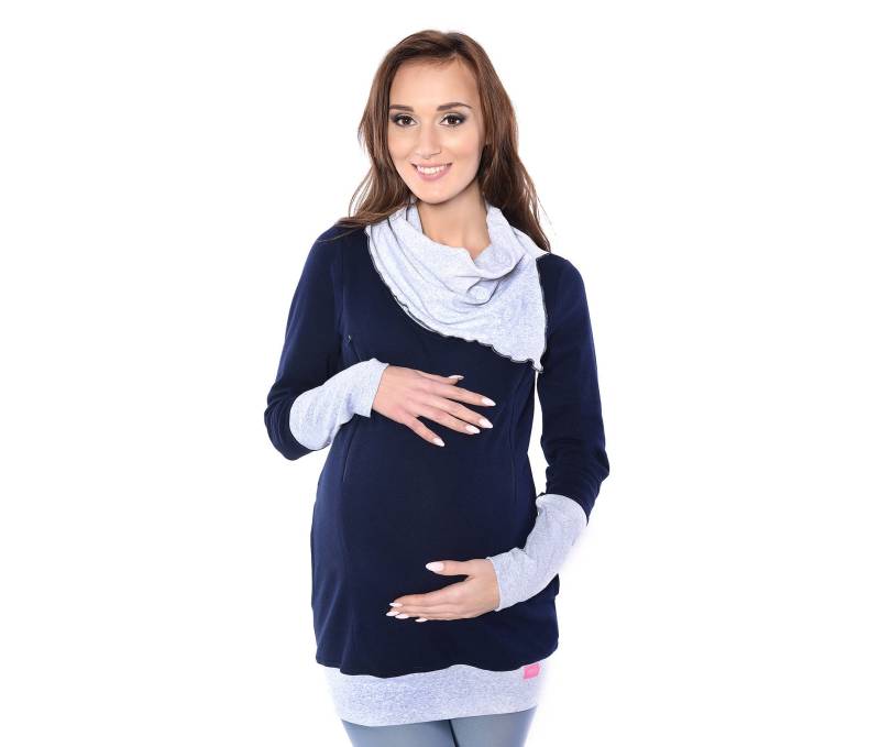 Mija - 2 in 1 Umstands Und Stillen Warmer Pullover 4020A Marineblau/Melange von MijaCulture