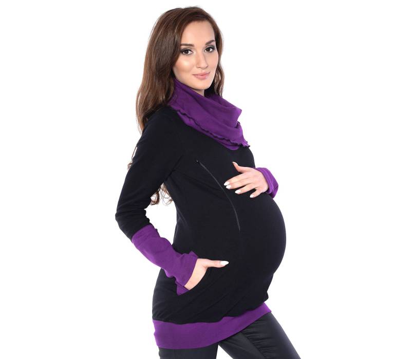 Mija - 2 in 1 Umstands Und Stillen Warmer Pullover 4020A Schwarz/Lila von MijaCulture