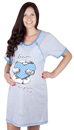 Mija - 2 in1 Hübsches Stillnachthemd & Umstandsnachthemd Nachthemd 2056 U (XXL / 44, Turkis) von MijaCulture