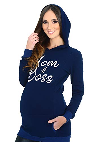 Mija - 2 in1 Stillpullover & Umstandspullover Still Sweatshirt Mom Boss 9087 (EU36 / S, Dunkelblau) von MijaCulture