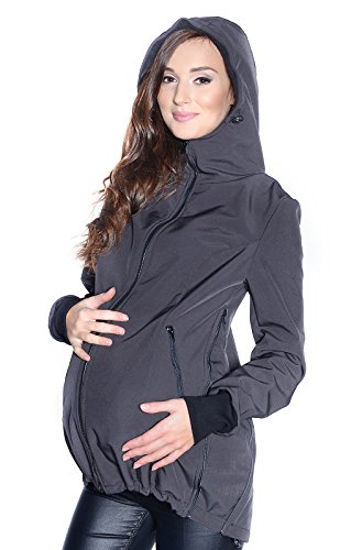 Mija - 3in1 Tragejacke für Babytrage, Umstandsjacke, Jacke Softshell 4068 (EU38 / M, Grau) von MijaCulture