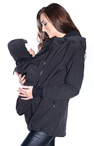 Mija - 3in1 Tragejacke für Babytrage, Umstandsjacke, Jacke Softshell 4068 (EU42 / XL, Schwarz) von MijaCulture