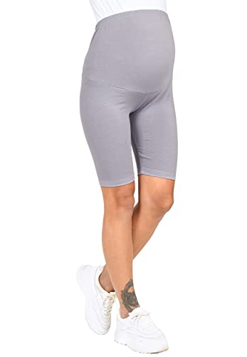 Mija - Komfortable Kurze Umstandsleggings für Schwangere Shorts 1/2 Leggings 4008 (S, Grau) von MijaCulture