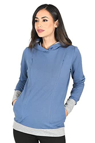 Mija - Umstandsmode / 2in1 Stillpullover & Umstandspullover Stilltop Stillpulli Mona 1035 (M, Jeans/Melange) von MijaCulture