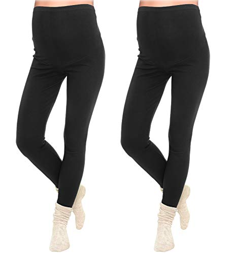 MijaCulture - 2 Set Lange warme Umstandsleggings Leggings für den Winter 3006/2 (XXL, Schwarz/Schwarz) von MijaCulture