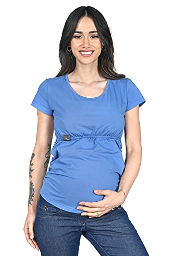 MijaCulture 2 in1 Kurzarm-Shirt Stillshirt & Umstandsshirt/Stilltop/Umstandstop 3074 (42, Jeans Blau) von MijaCulture